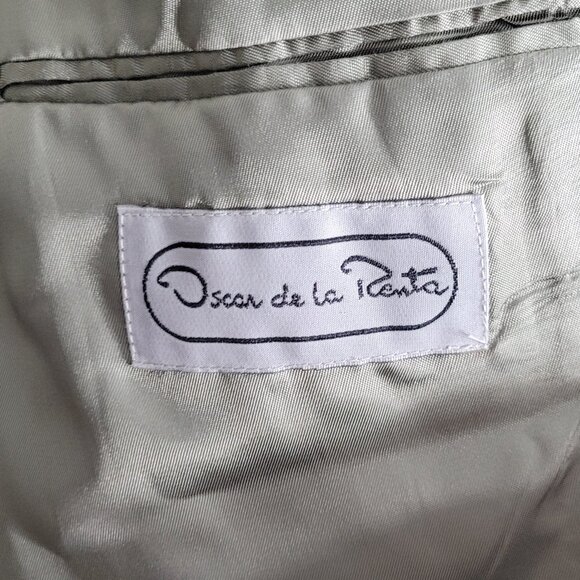 Oscar de la Renta Vintage Men's Oversized Gray Black Wool Blend Blazer Professor - Picture 9 of 14